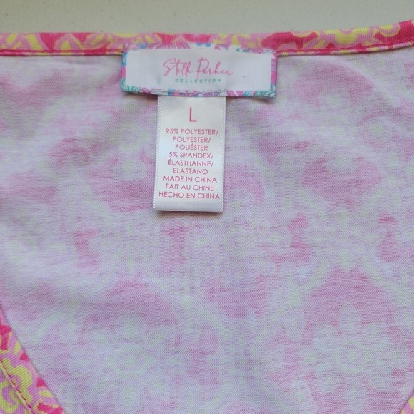 Stella Parker Top Womens Large Pink Yellow Floral Bell Sleeve Tie Front Boho - Picture 3 of 6